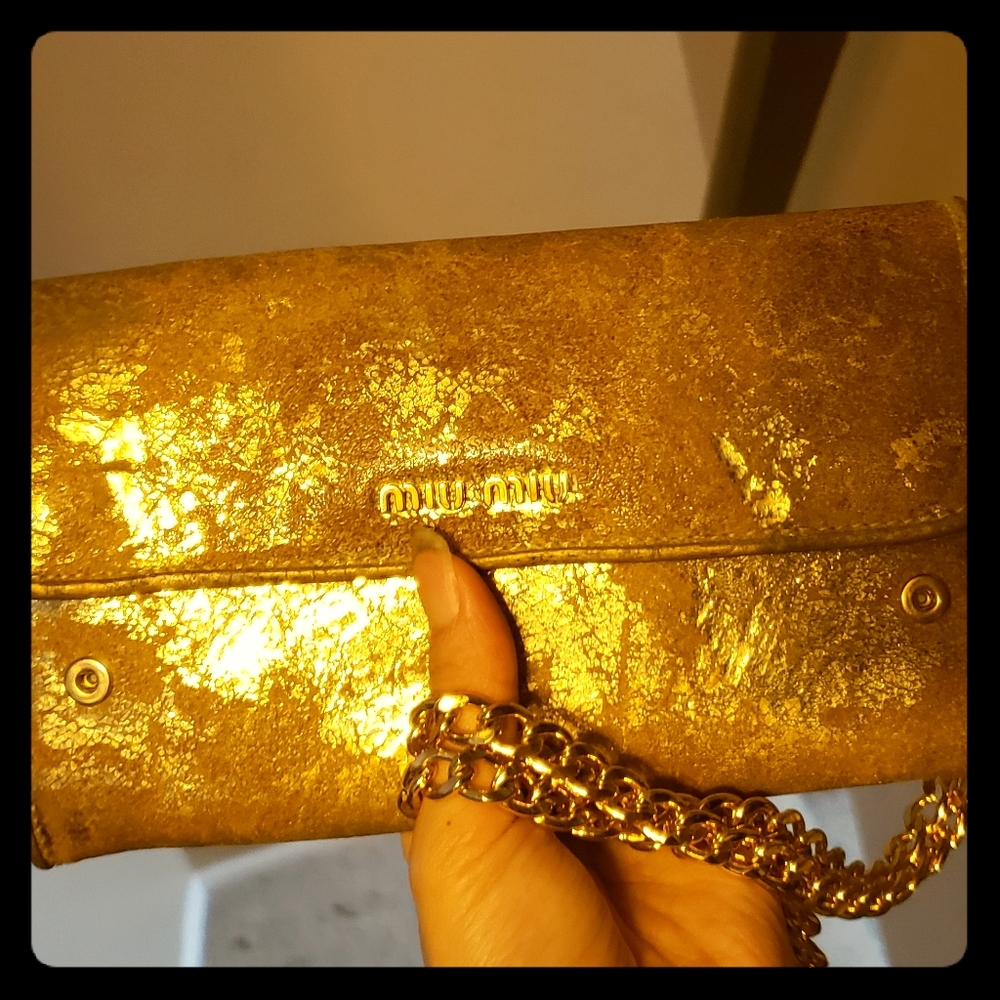 MIU MIU Authentic Vintage gold clutch purse Women